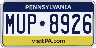 PA license plate MUP8926