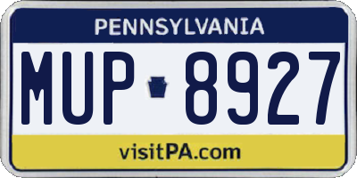 PA license plate MUP8927