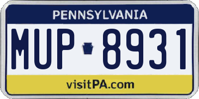PA license plate MUP8931