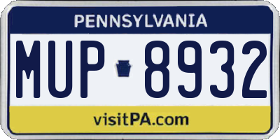 PA license plate MUP8932