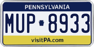 PA license plate MUP8933