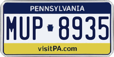 PA license plate MUP8935