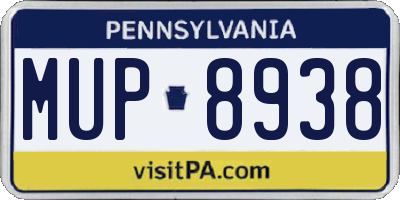 PA license plate MUP8938
