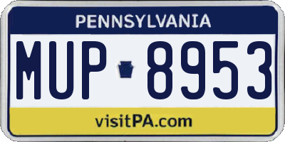 PA license plate MUP8953