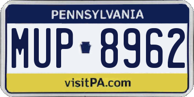 PA license plate MUP8962