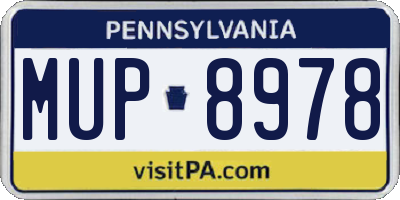 PA license plate MUP8978