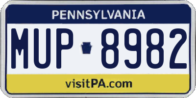 PA license plate MUP8982