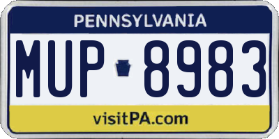 PA license plate MUP8983