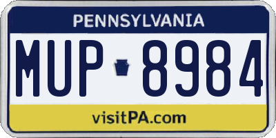 PA license plate MUP8984