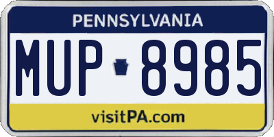 PA license plate MUP8985