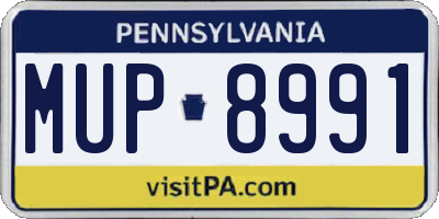 PA license plate MUP8991