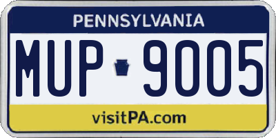 PA license plate MUP9005