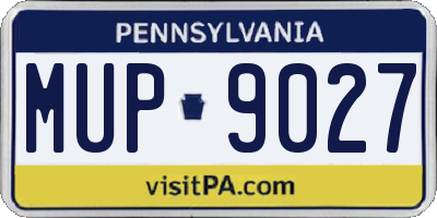 PA license plate MUP9027