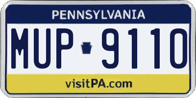 PA license plate MUP9110