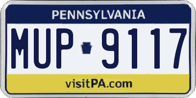 PA license plate MUP9117