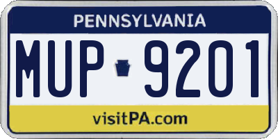 PA license plate MUP9201