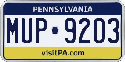 PA license plate MUP9203