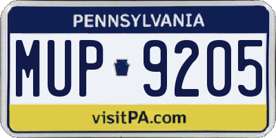 PA license plate MUP9205
