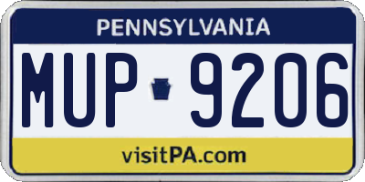 PA license plate MUP9206