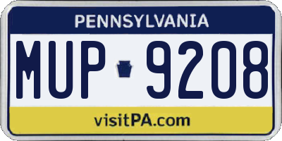 PA license plate MUP9208