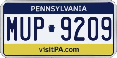 PA license plate MUP9209