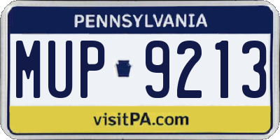 PA license plate MUP9213