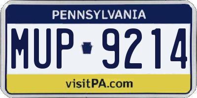 PA license plate MUP9214