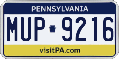PA license plate MUP9216