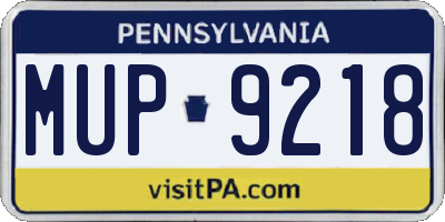 PA license plate MUP9218