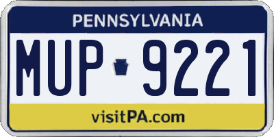 PA license plate MUP9221