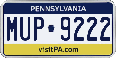 PA license plate MUP9222