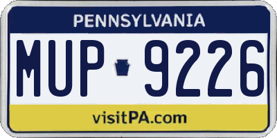 PA license plate MUP9226