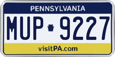 PA license plate MUP9227