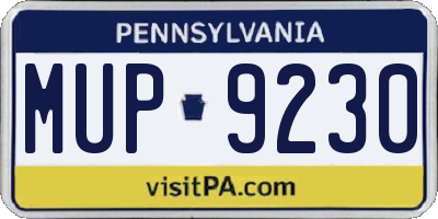 PA license plate MUP9230