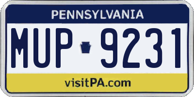 PA license plate MUP9231
