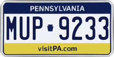 PA license plate MUP9233