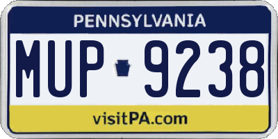 PA license plate MUP9238