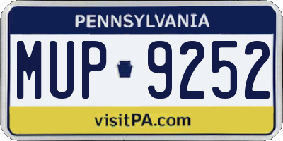 PA license plate MUP9252