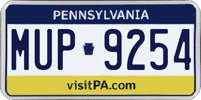 PA license plate MUP9254
