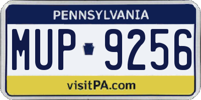 PA license plate MUP9256