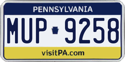 PA license plate MUP9258