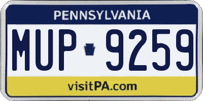 PA license plate MUP9259