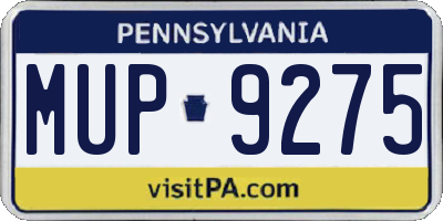 PA license plate MUP9275