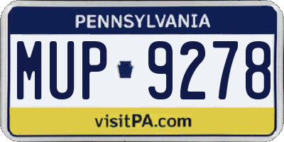 PA license plate MUP9278