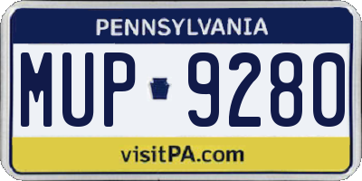 PA license plate MUP9280