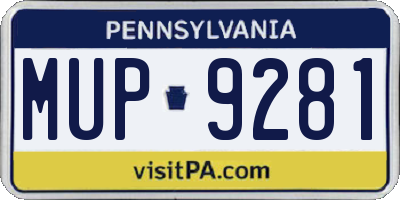 PA license plate MUP9281