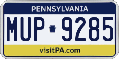 PA license plate MUP9285