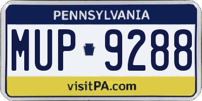 PA license plate MUP9288