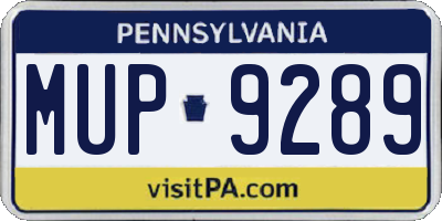 PA license plate MUP9289