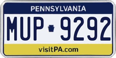 PA license plate MUP9292